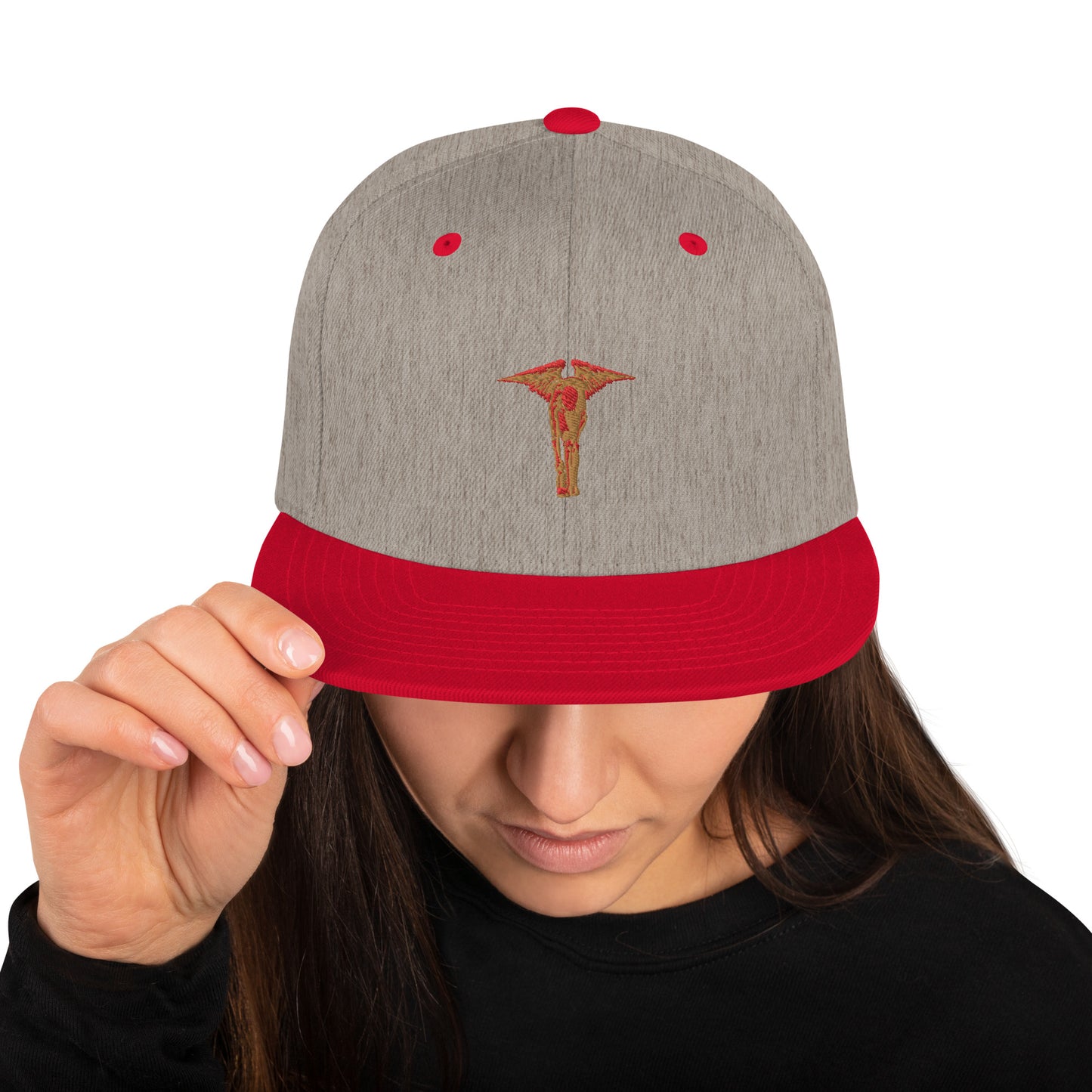 Gold Red Angel Snapback Hat