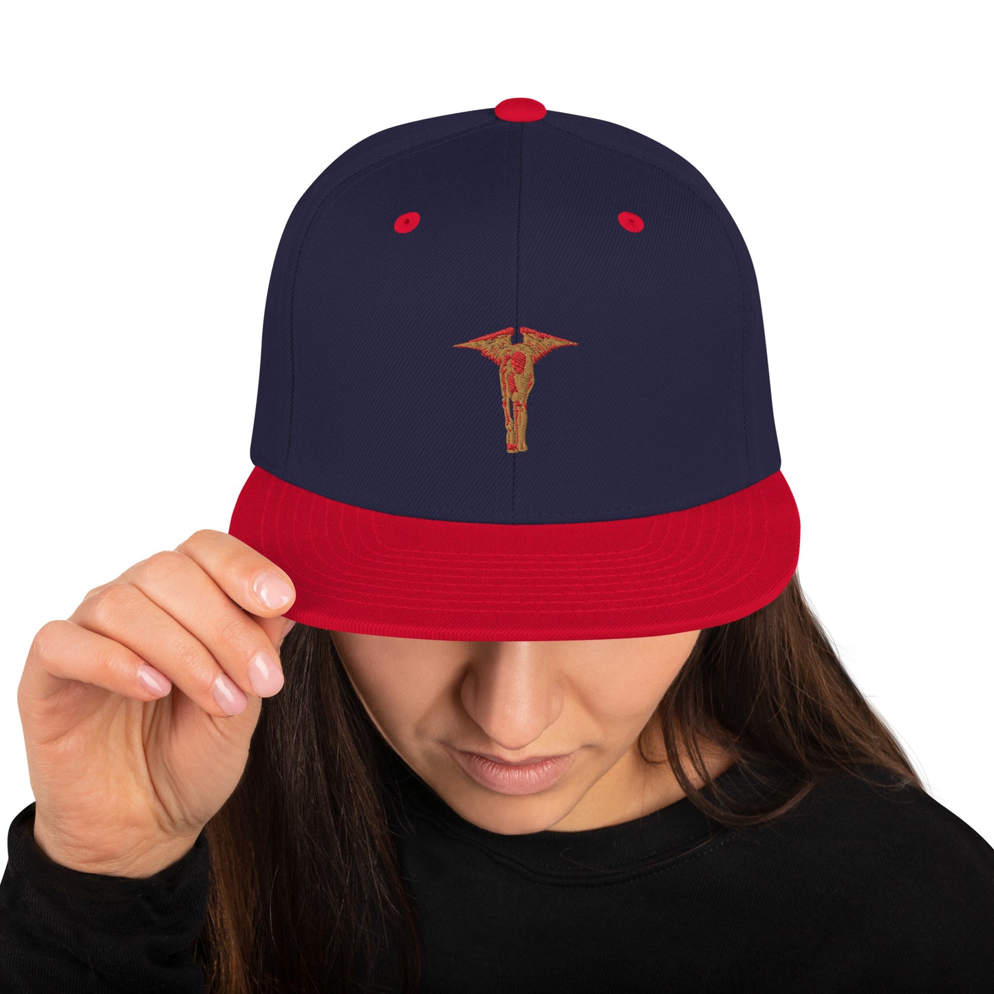 Gold Red Angel Snapback Hat