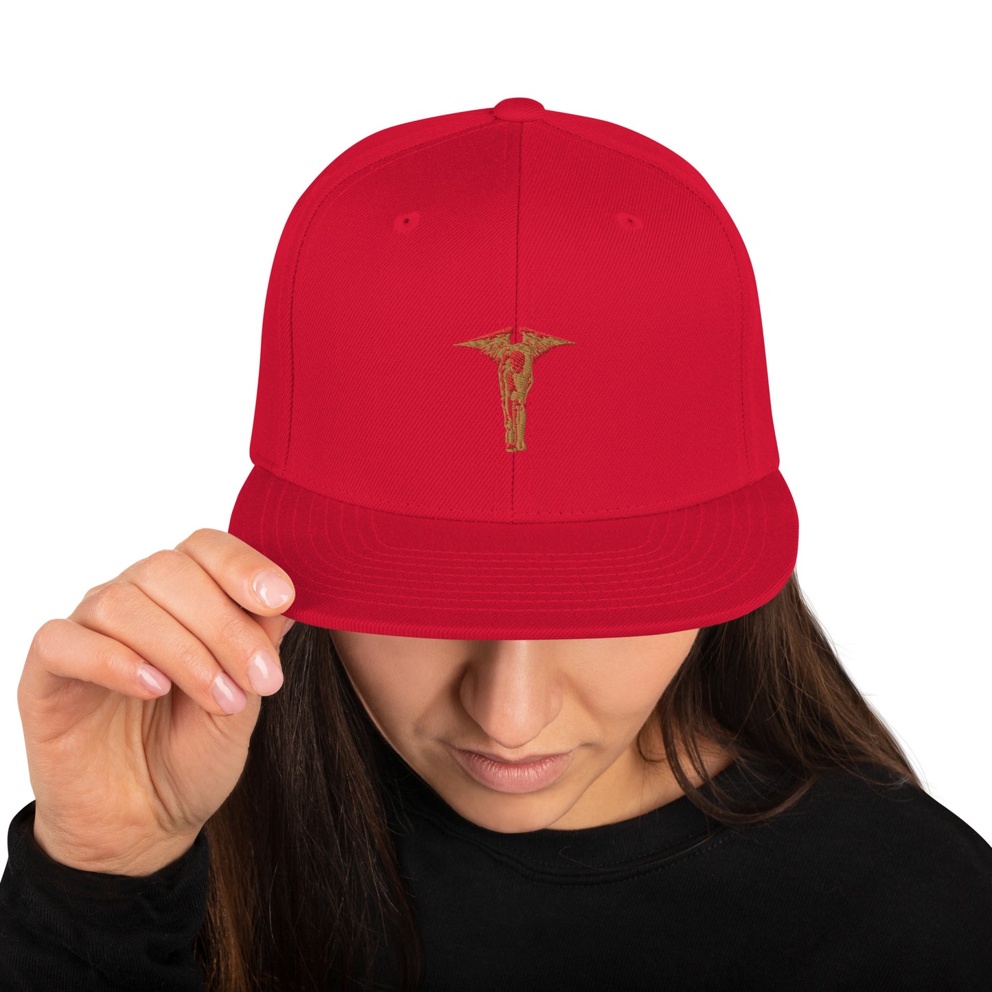 Gold Red Angel Snapback Hat